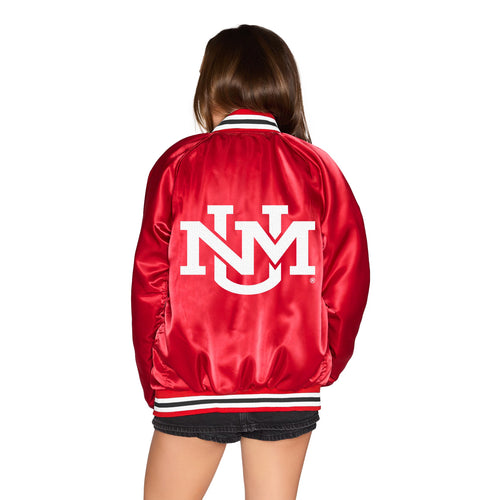 New Mexico Lobos Satin Letterman Bomber Jacket