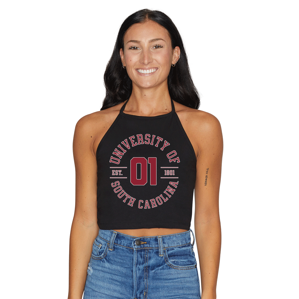 South Carolina Gamecocks Black Halter Top