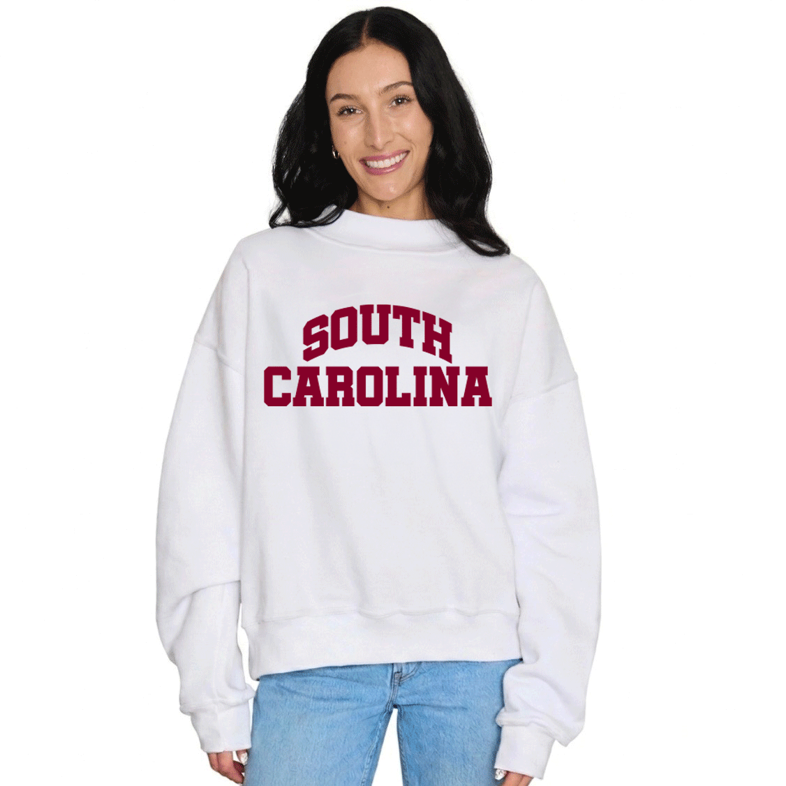 South Carolina Gamecocks White Mock Neck Sweatshirt