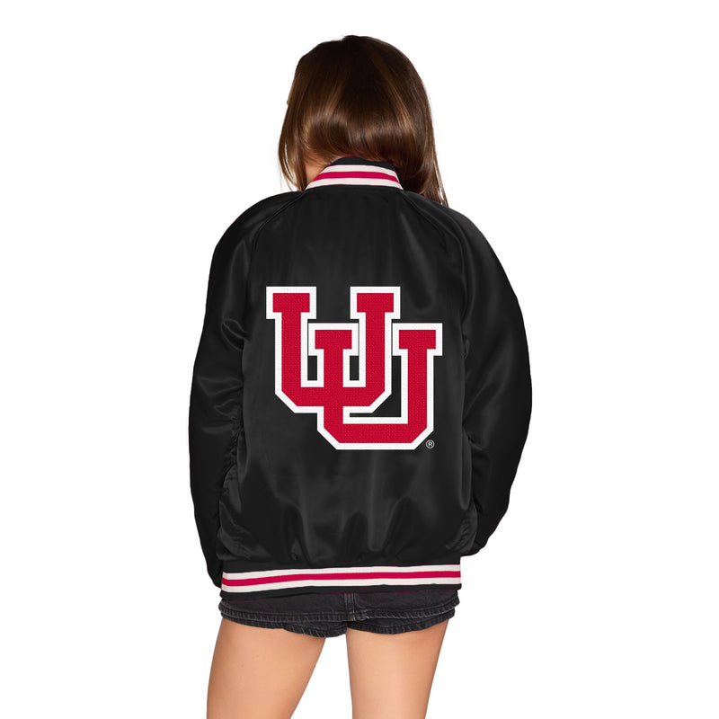 Utah Satin Letterman Bomber Jacket