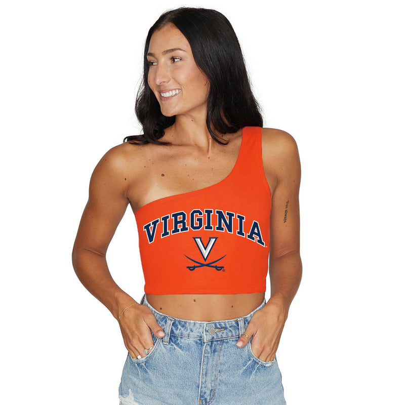 Virginia Cavaliers Orange One Shoulder Top