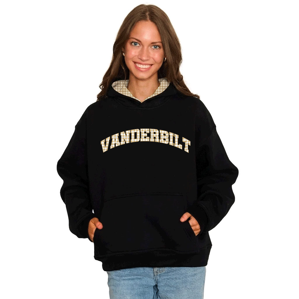 Vanderbilt Black Gingham Hoodie