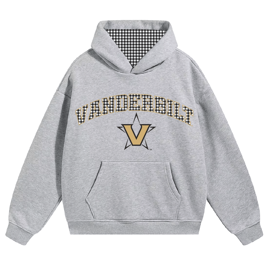 Vanderbilt Gray Gingham Hoodie