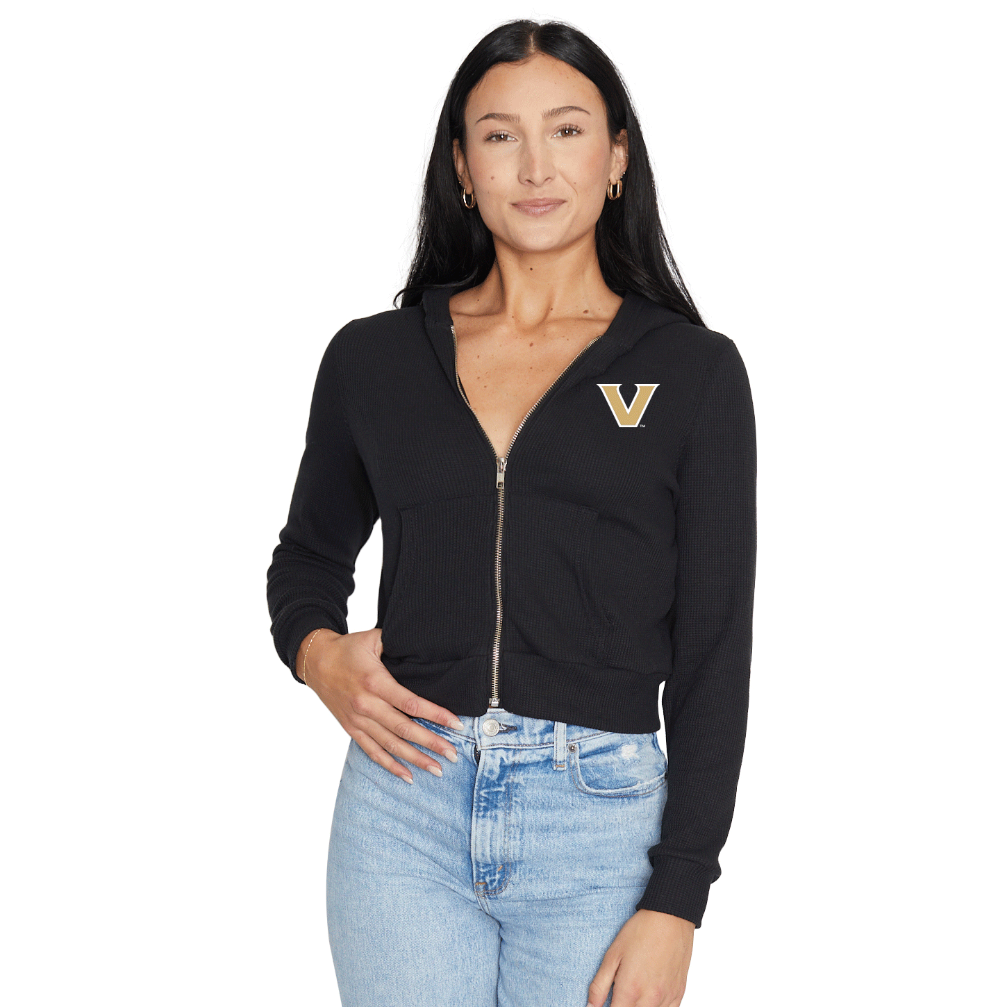 Vanderbilt Waffle Knit Zip Up Hoodie
