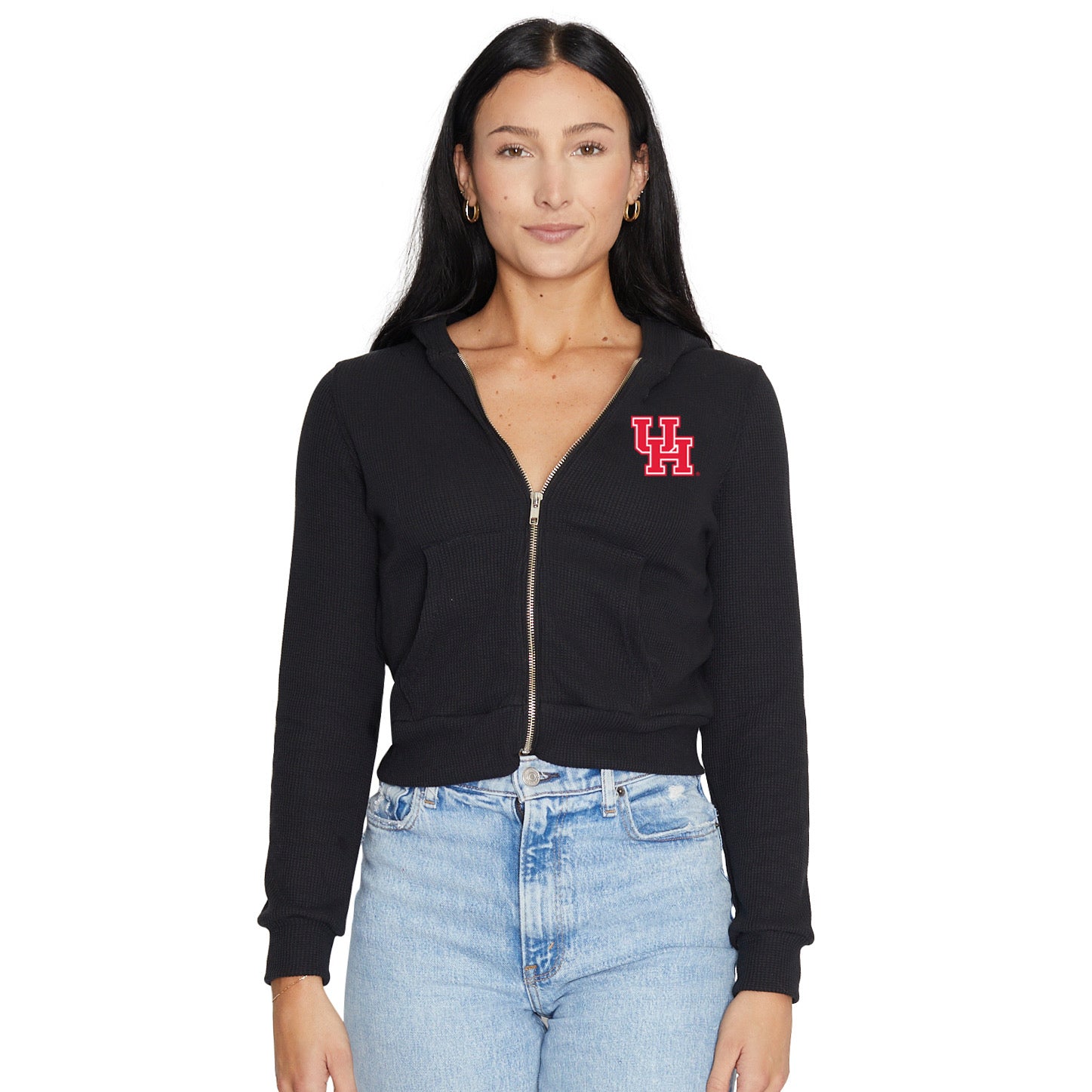 University of Houston Waffle Knit Zip Up Hoodie