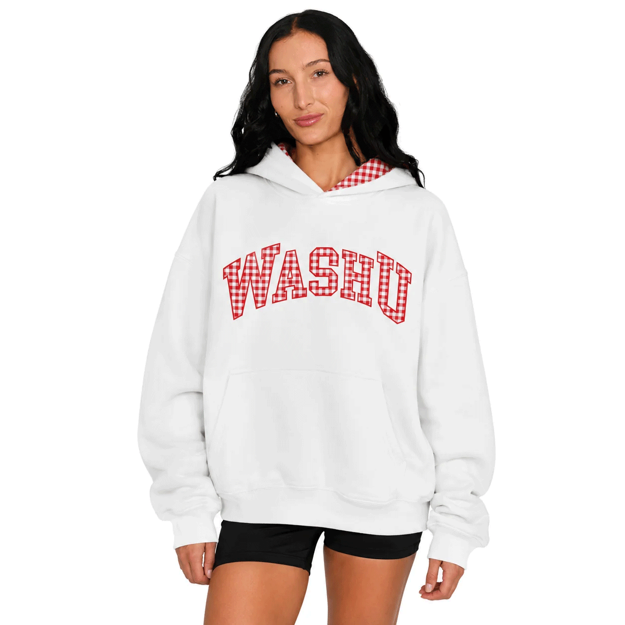 WashU White Gingham Hoodie