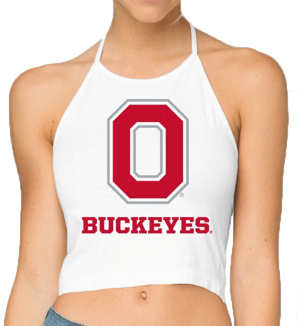 Ohio State OSU Buckeyes White Halter Top