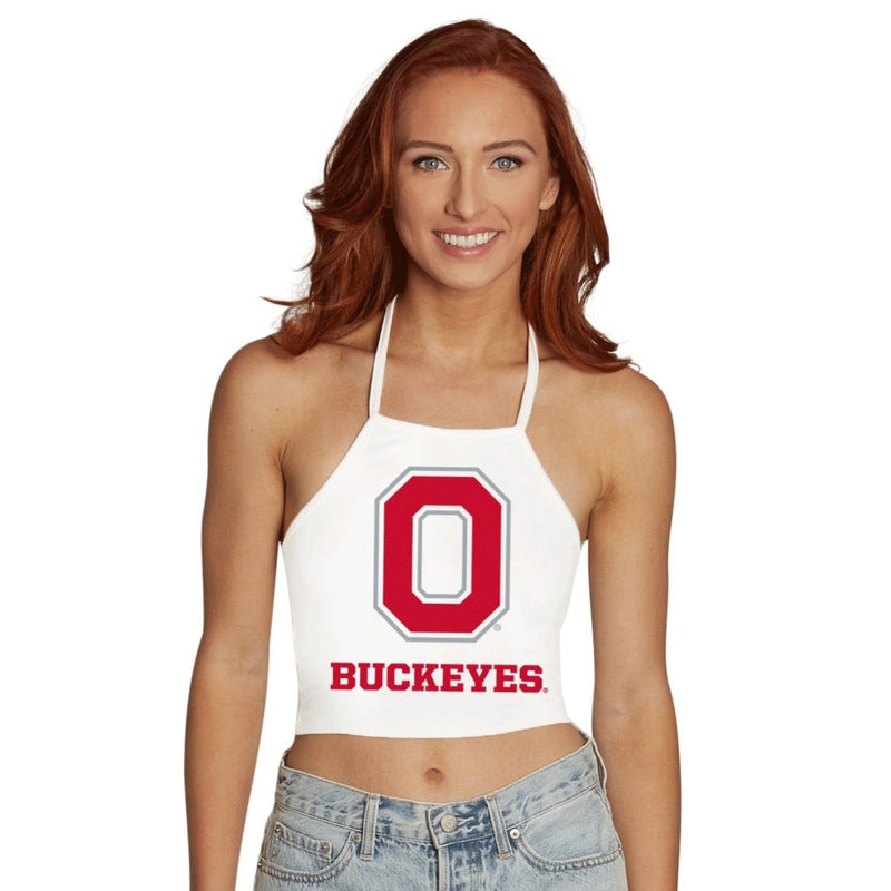 Ohio State OSU Buckeyes White Halter Top