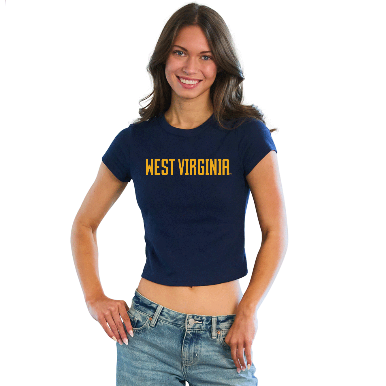 West Virginia Mountaineers Navy Embroidered Baby Tee