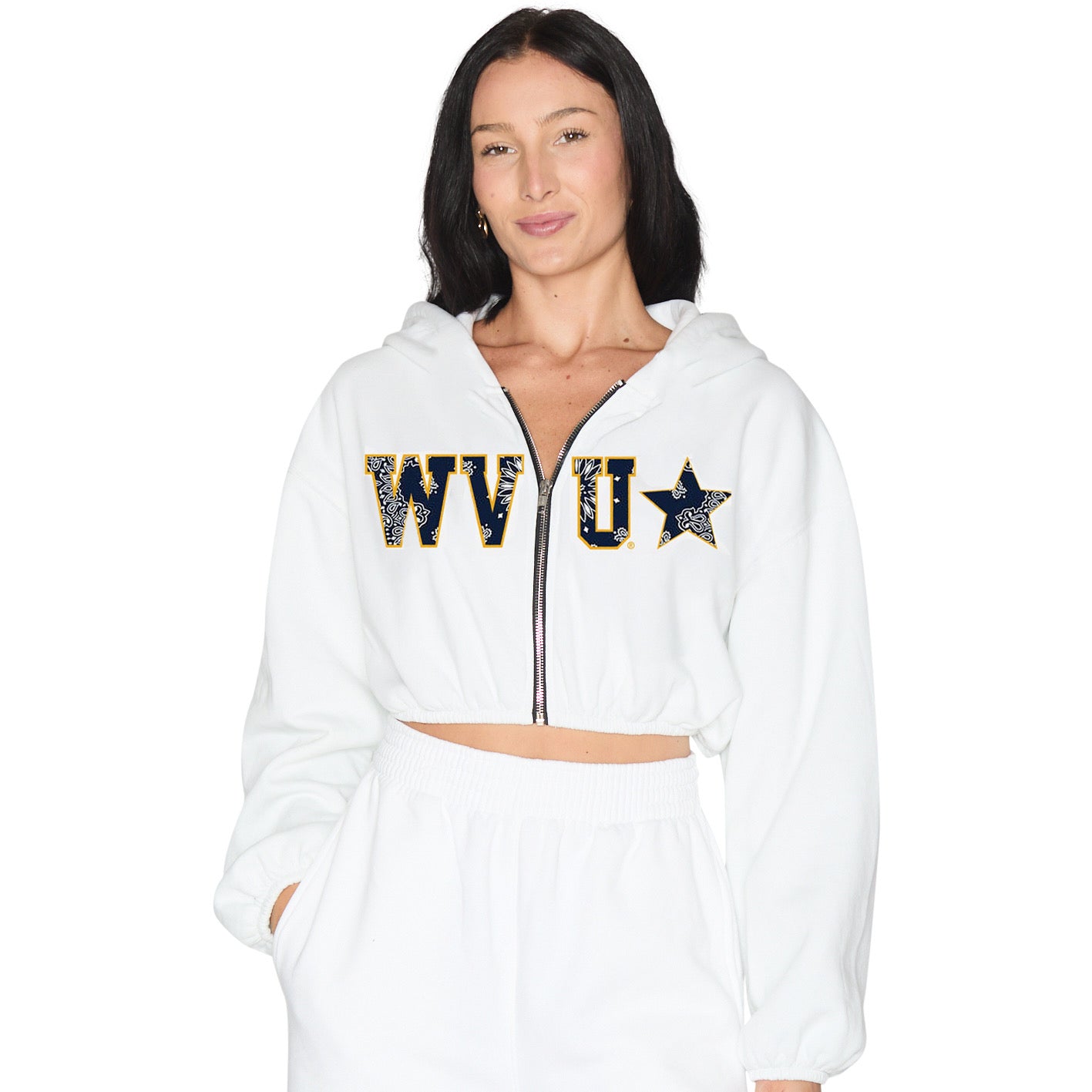 West Virginia Mountaineers Cinched Zip Up Hoodie