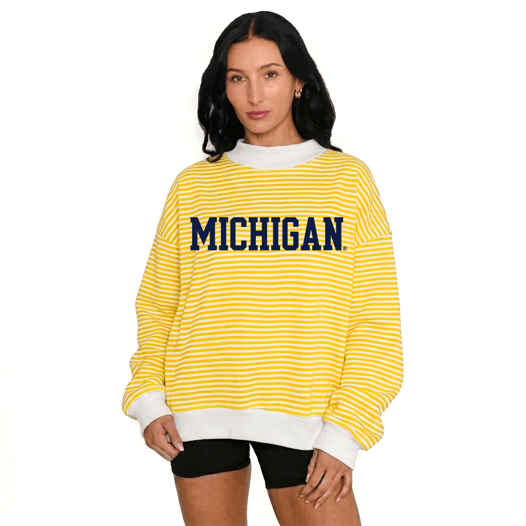University of Michigan Striped Mock Neck Sweatshirt