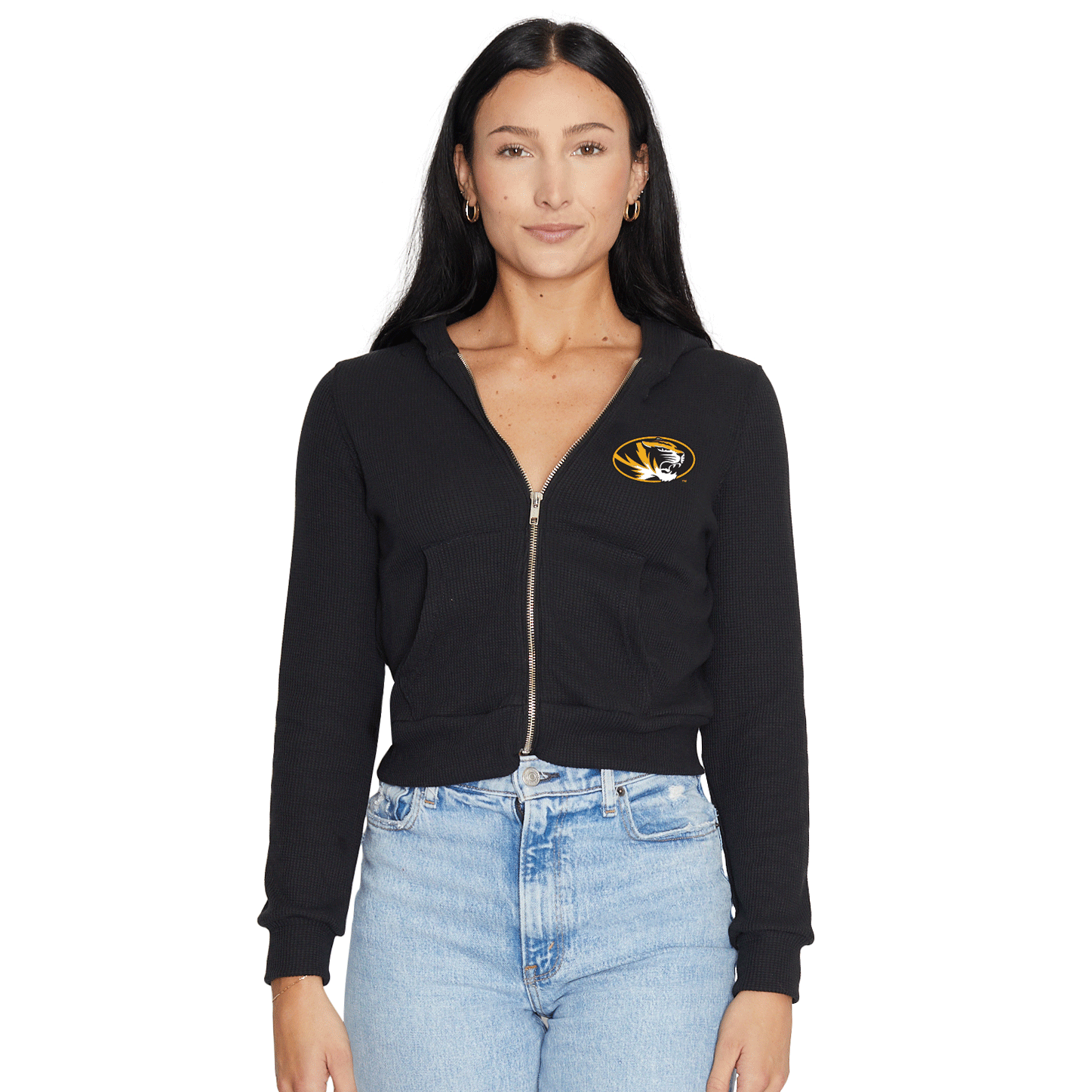 Mizzou Waffle Knit Zip Up Hoodie