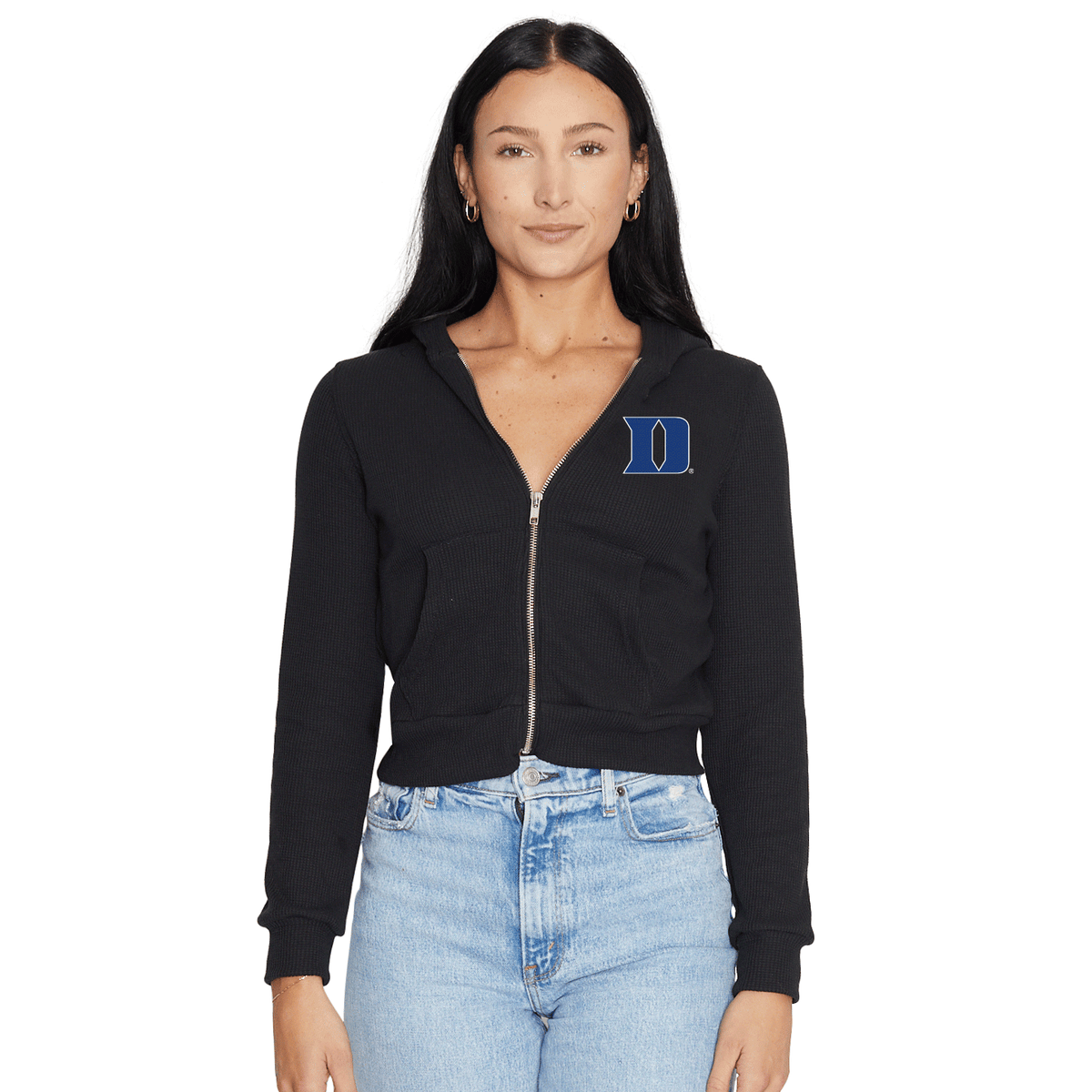 Duke Waffle Knit Zip Up Hoodie
