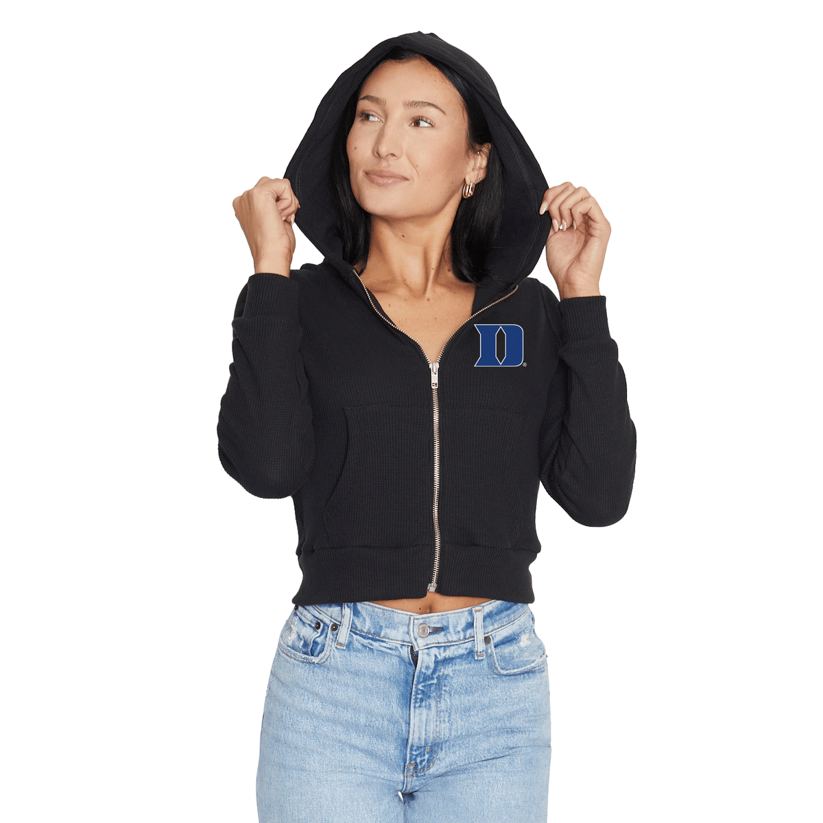 Duke Waffle Knit Zip Up Hoodie