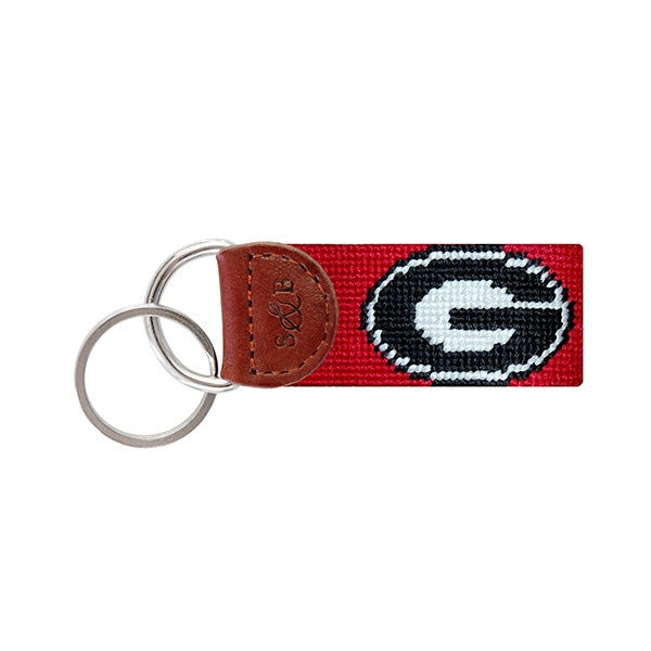 Georgia Red Needlepoint Key Fob - lo + jo, LLC