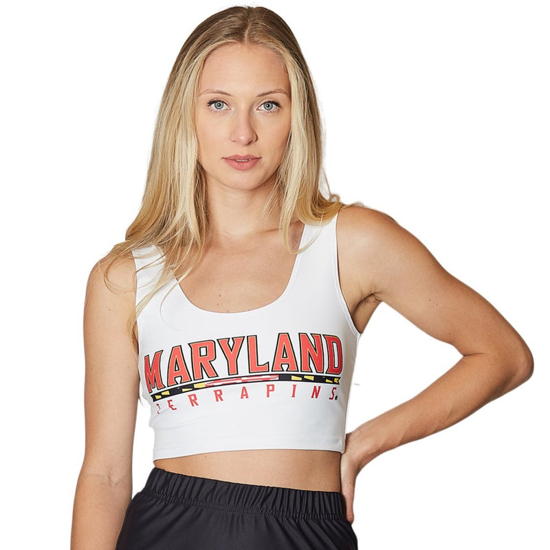 Maryland Terps White Cropped Tank
