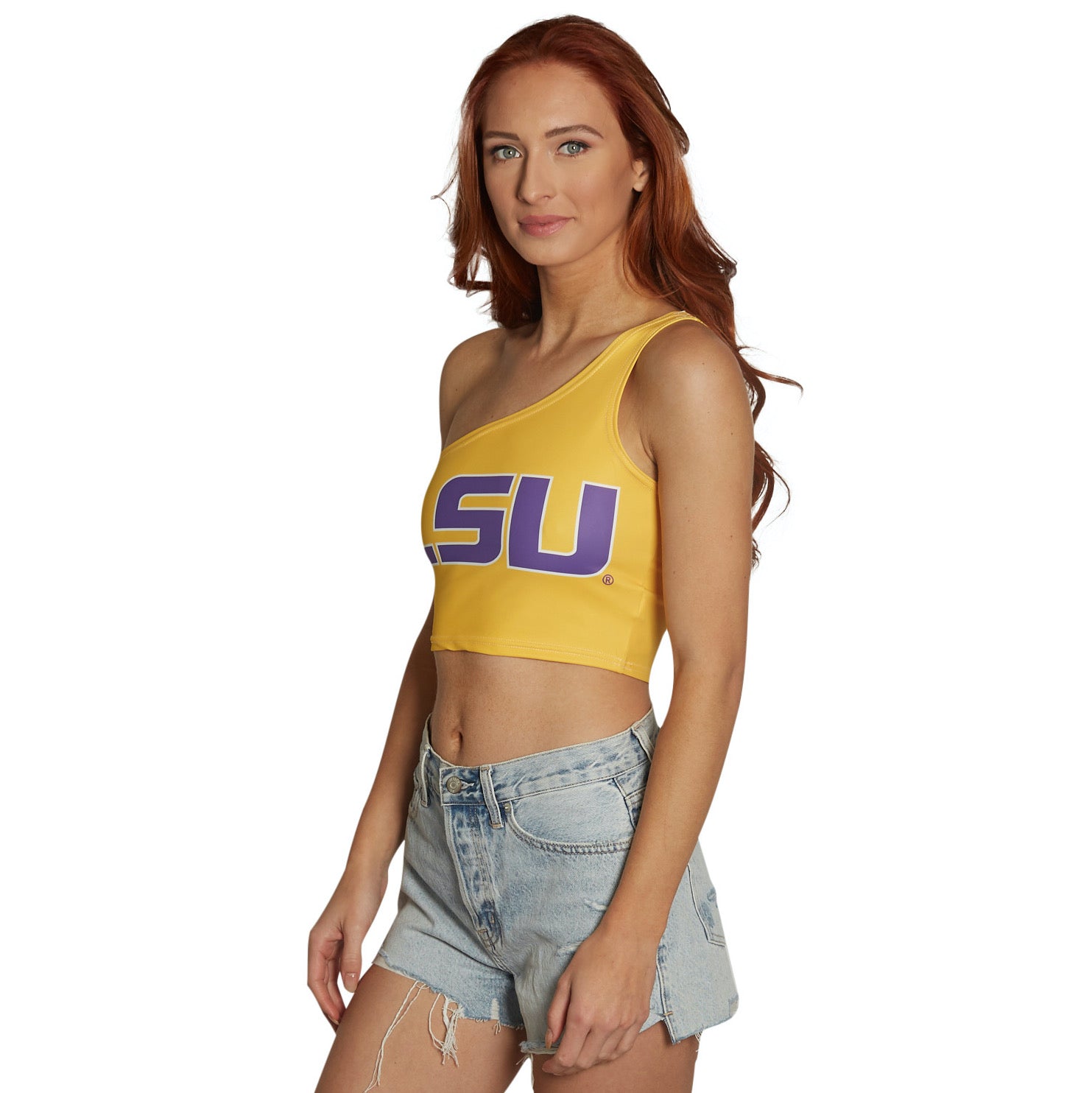 LSU Yellow One Shoulder Top