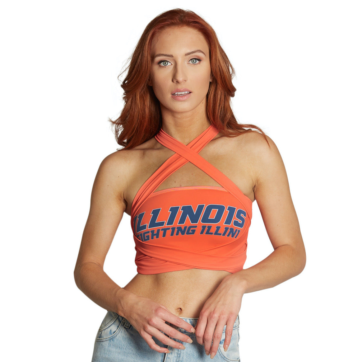 Illinois Fighting Illini Orange Multi Way Bandeau Top