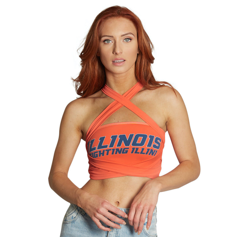 Illinois Fighting Illini Orange Multi Way Bandeau Top