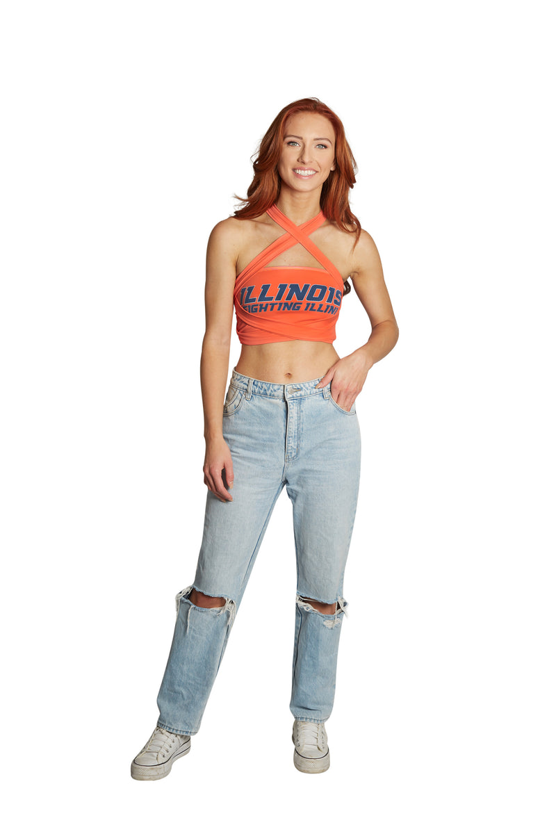 Illinois Fighting Illini Orange Multi Way Bandeau Top