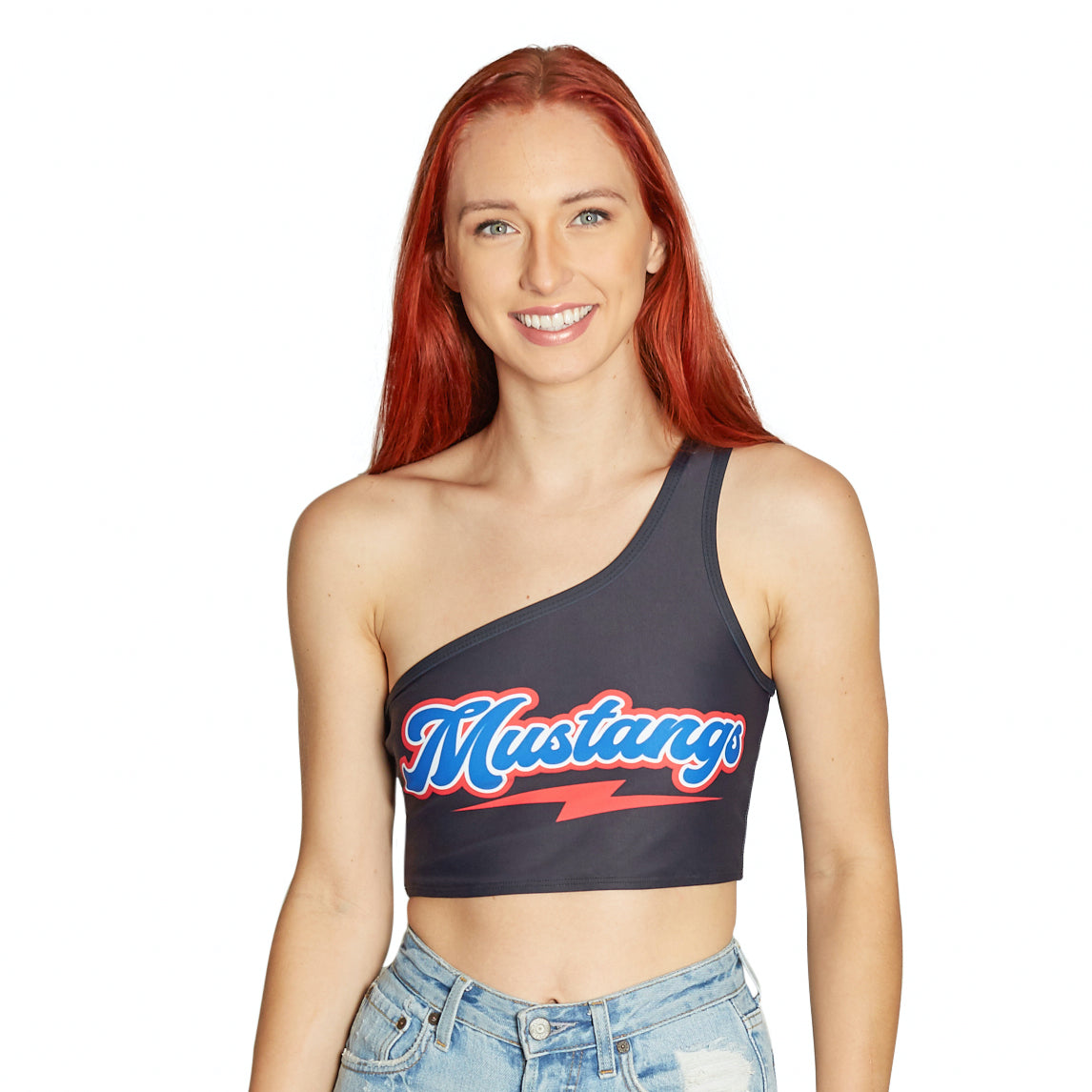 SMU Mustangs Lightning One Shoulder Top