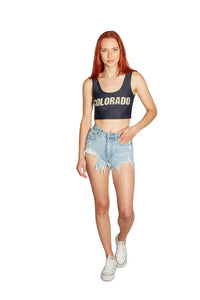 Colorado Boulder Black Crop Tank Top