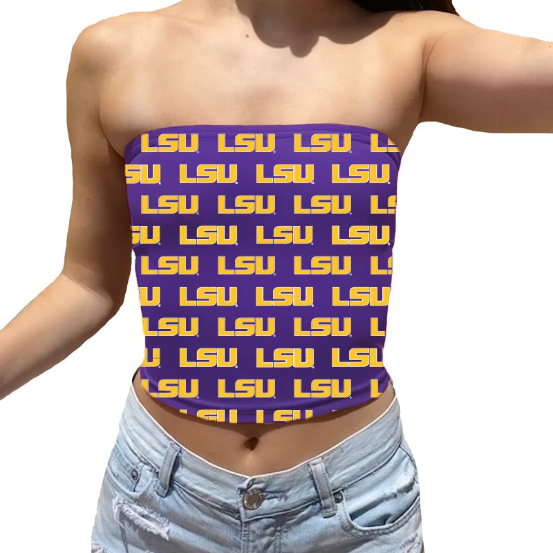 LSU All Over Tube Top