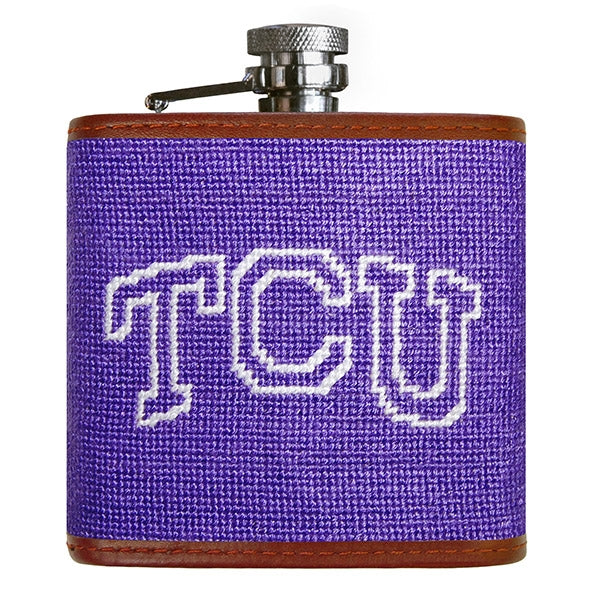 TCU Needlepoint Flask