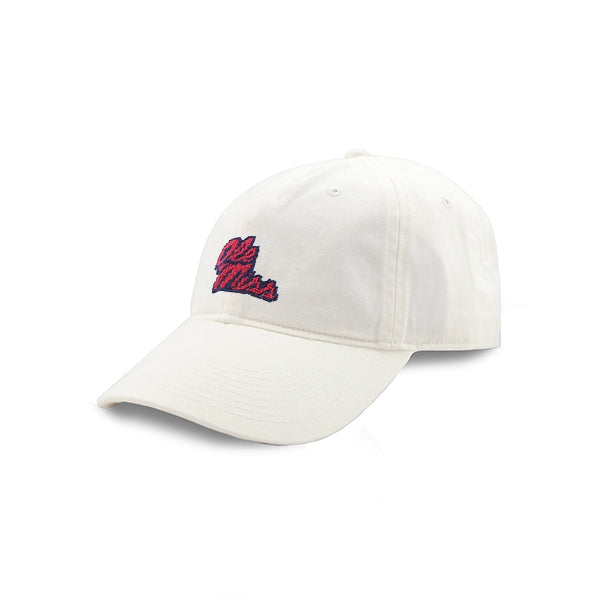 Ole Miss White Needlepoint Hat