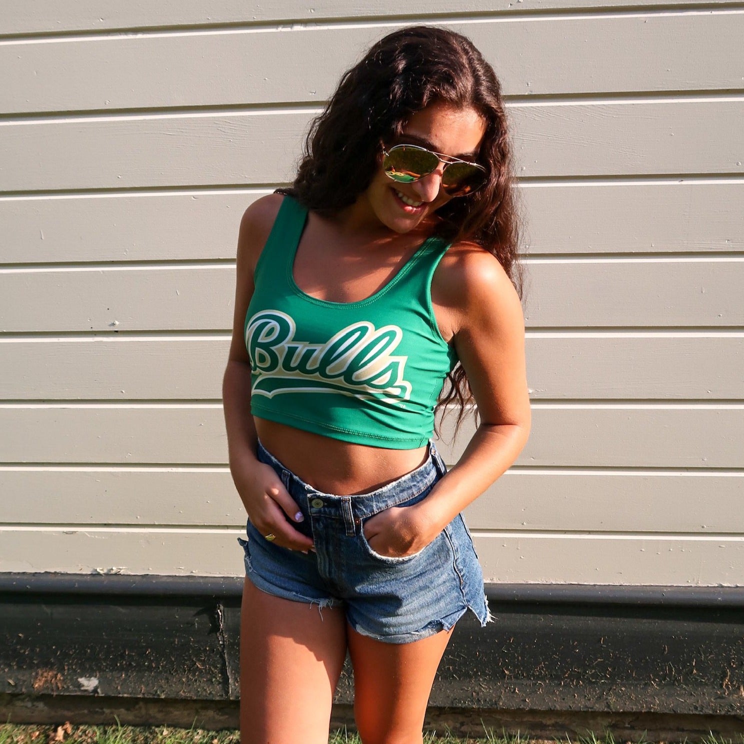 USF Green Crop Tank Top