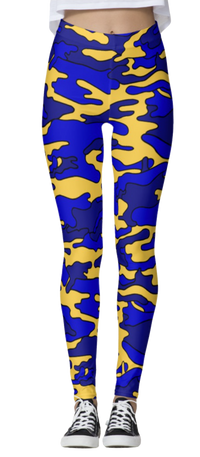 Navy Blue & Yellow Camo Leggings