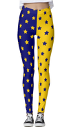 Navy Blue & Yellow Split Stars Leggings