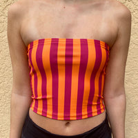 Maroon & Orange Striped Tube Top