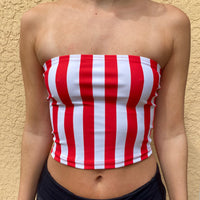 Red & White Striped Tube Top