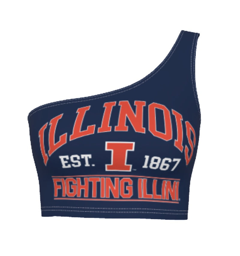 Illinois Fighting Illini Navy One Shoulder Top