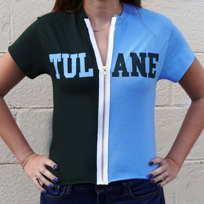 Tulane Half + Half Zipper Tee
