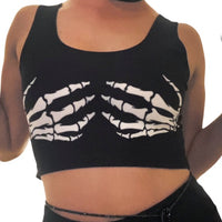 Skeleton Black Crop Tank Top