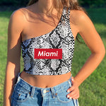 Miami University Snake Skin One Shoulder Top