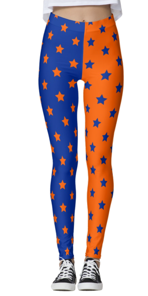 Orange Blue Split Star Leggings lojobands