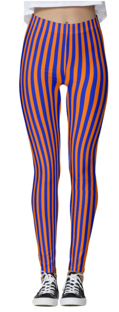 Orange & Purple Thin Striped Leggings