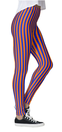 Orange & Purple Thin Striped Leggings