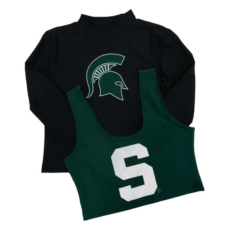 Michigan State Black Mock Neck Top
