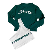 Michigan State Green Mock Neck Top