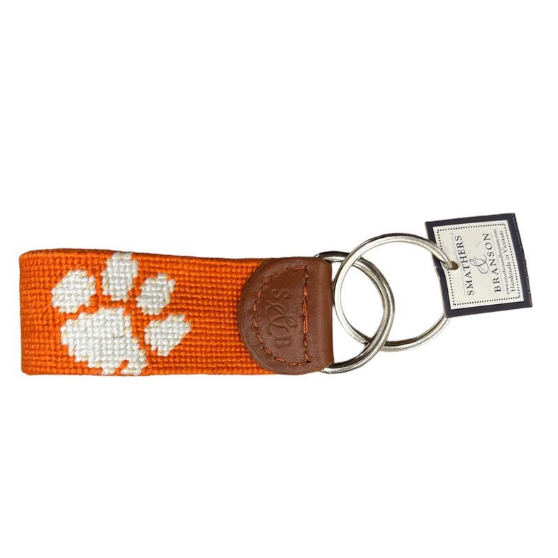 Orange Clemson Needlepoint Key Fob