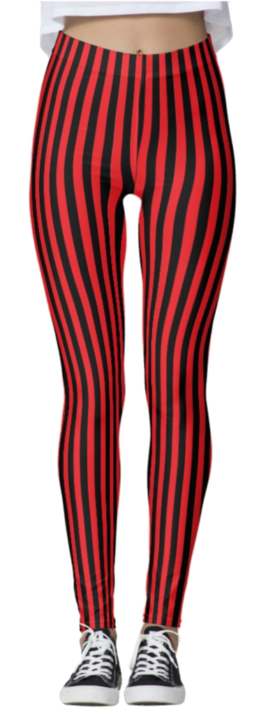Red & Black Thin Striped Leggings
