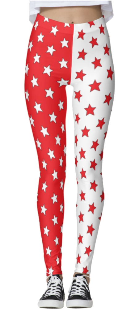 Red & White Split Stars Leggings