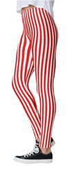 Red & White Thin Striped Leggings