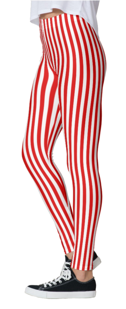 Red & White Thin Striped Leggings