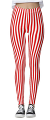 Red & White Thin Striped Leggings