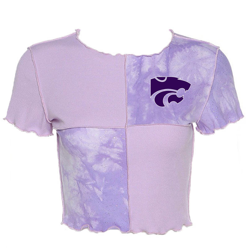 Kansas State Color Block Crop Tee